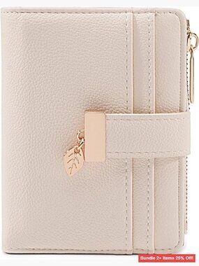 Bifold Leather Wallet with ID Window Zipper Coin Pocket Card Holder
